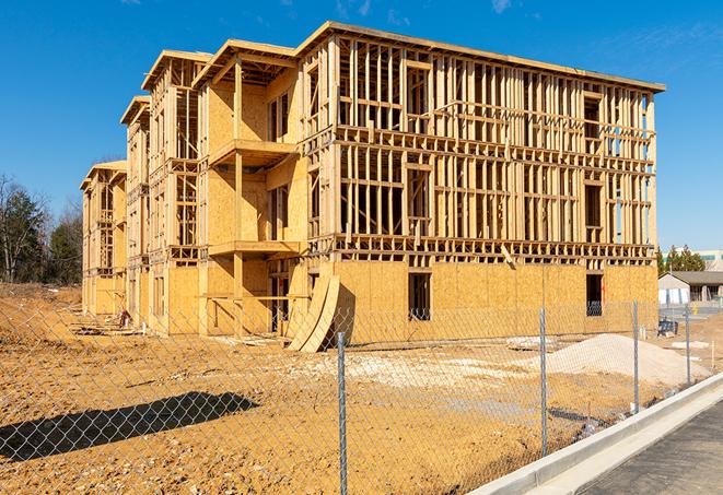 a snapshot of temporary chain link fences protecting a large construction project from unauthorized access in Lakeville MN